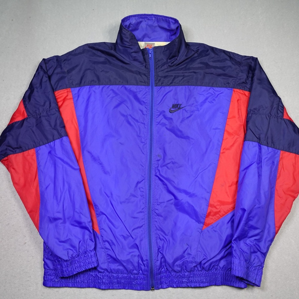 Vintage Nike Windbreaker Jacket Mens Medium Purple Red 90s Colorblock F20308